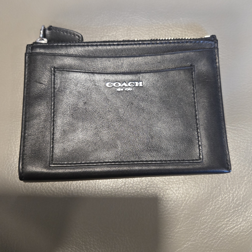 Coach Black Leather Wristlet Card Case